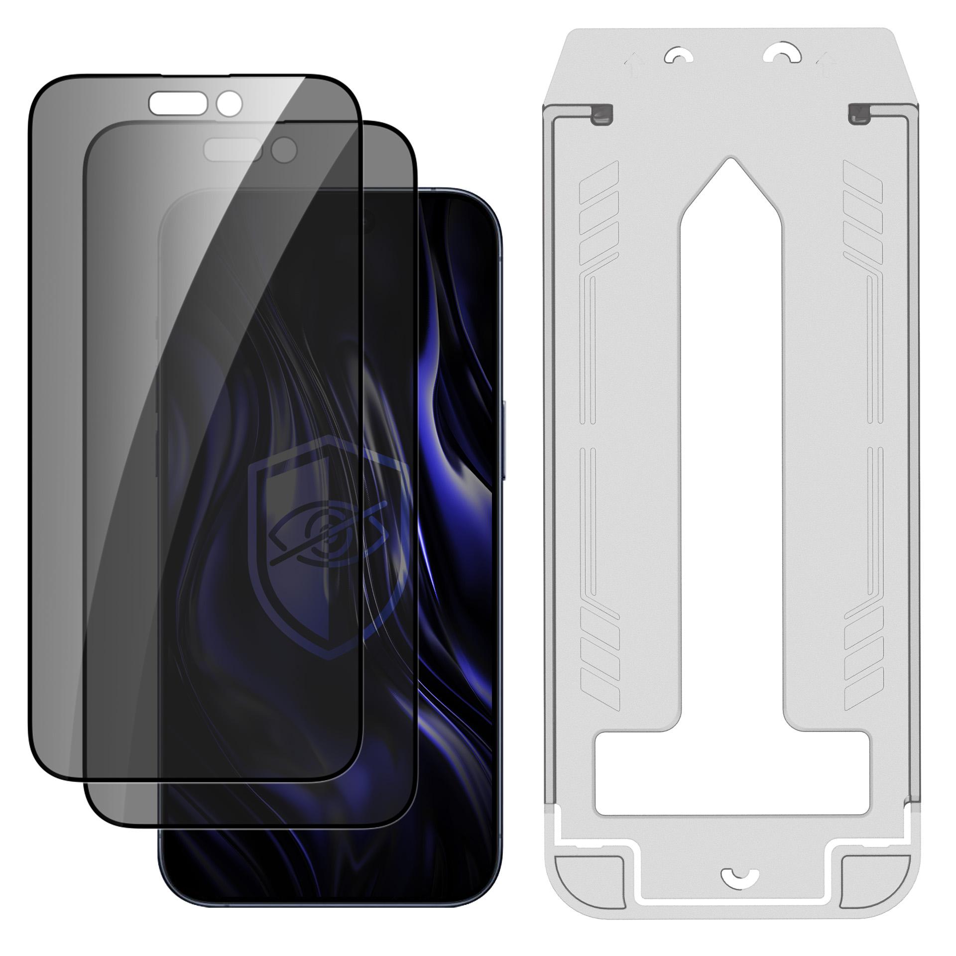 2x Tvrzené privátní sklo s aplikátorem pro Apple iPhone 14 Pro - 3mk HARDY® Privzone 9H™