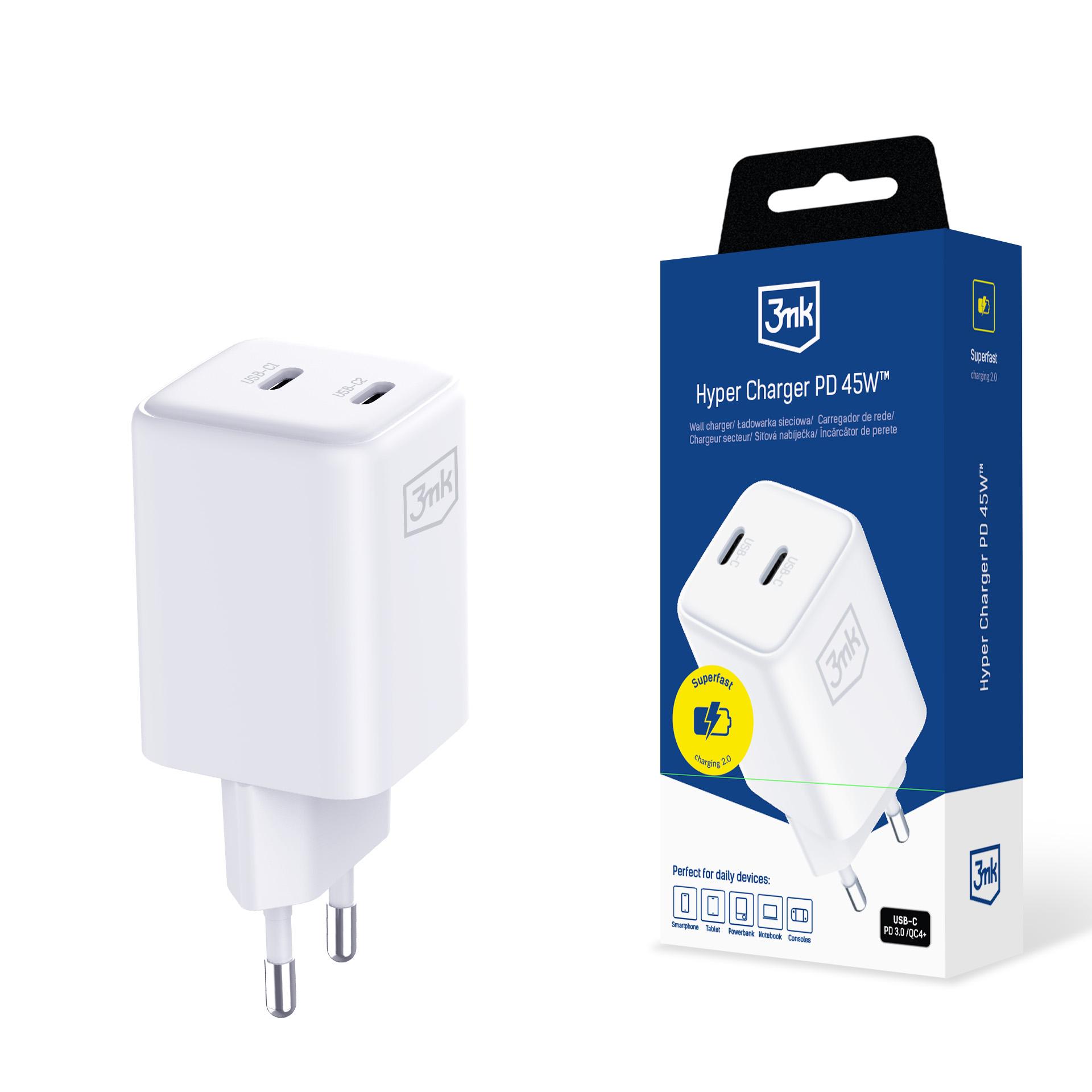 3mk Hyper Charger PD 45W QC4+ PPS 2C Super-Fast Charge 2.0