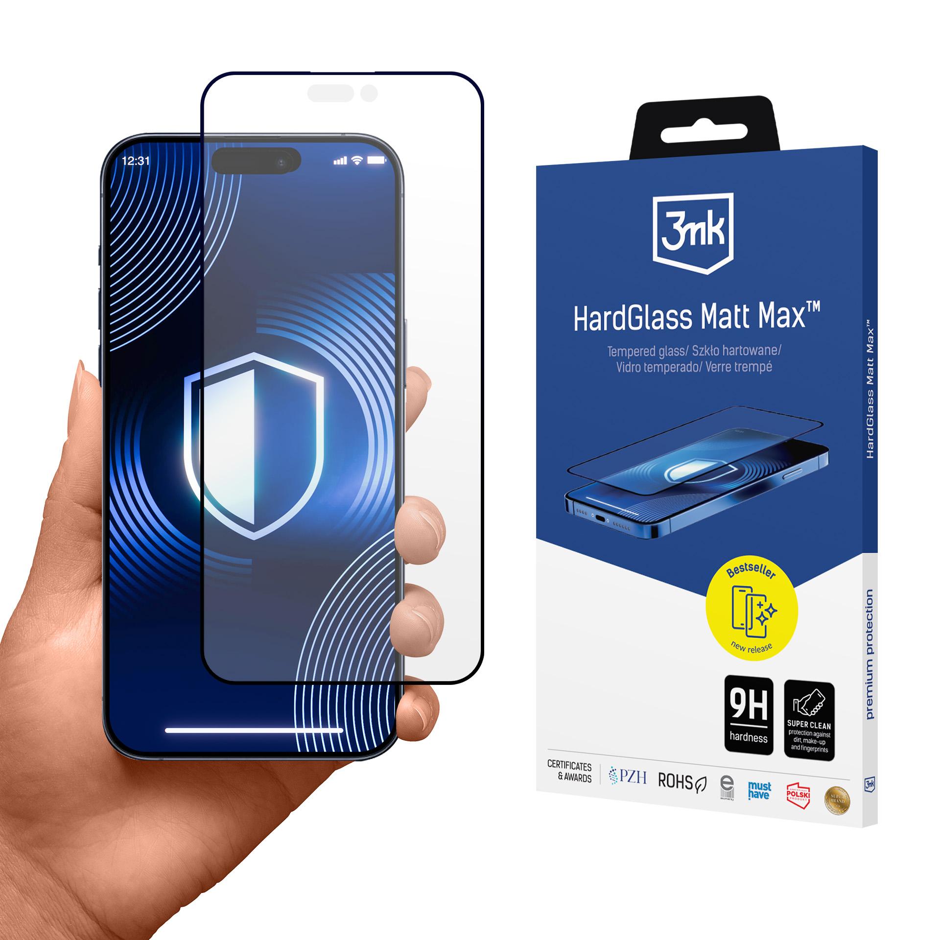 Matné tvrzené sklo na Apple iPhone 17 Pro - 3mk HardGlass Matt Max