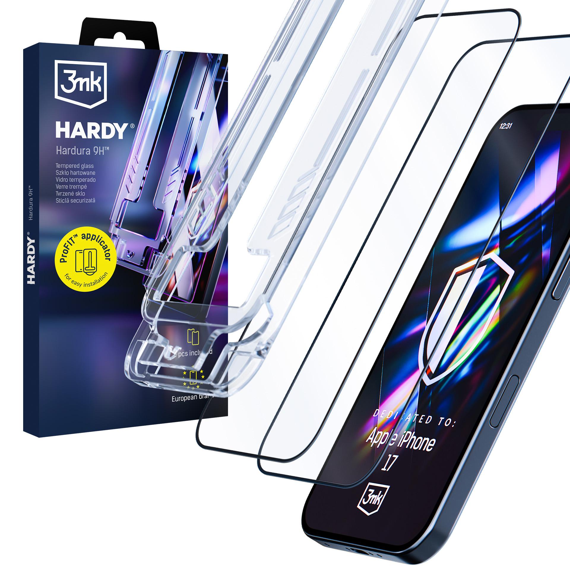2× Tvrzené sklo s aplikátorem pro Apple iPhone 16 Pro/ 17 - 3mk HARDY® Hardura 9H™