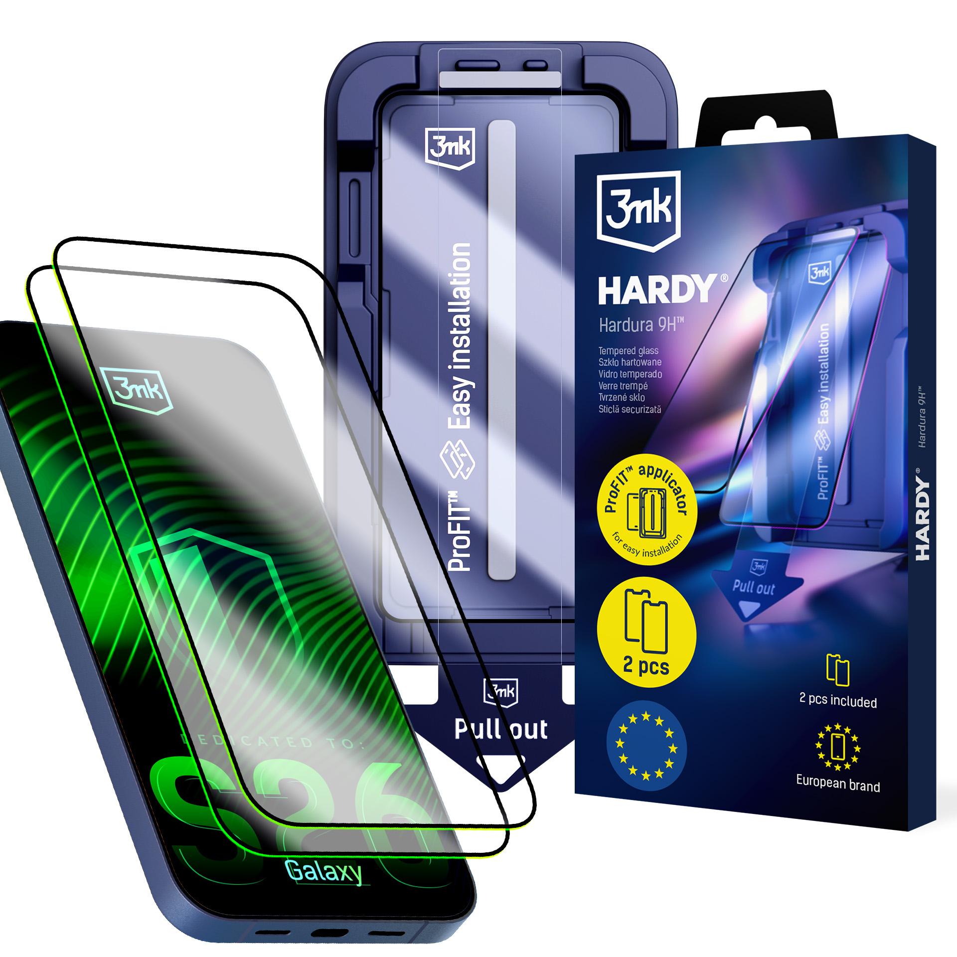2× Tvrzené sklo s aplikátorem pro Samsung Galaxy S26 – 3mk HARDY® Hardura 9H™