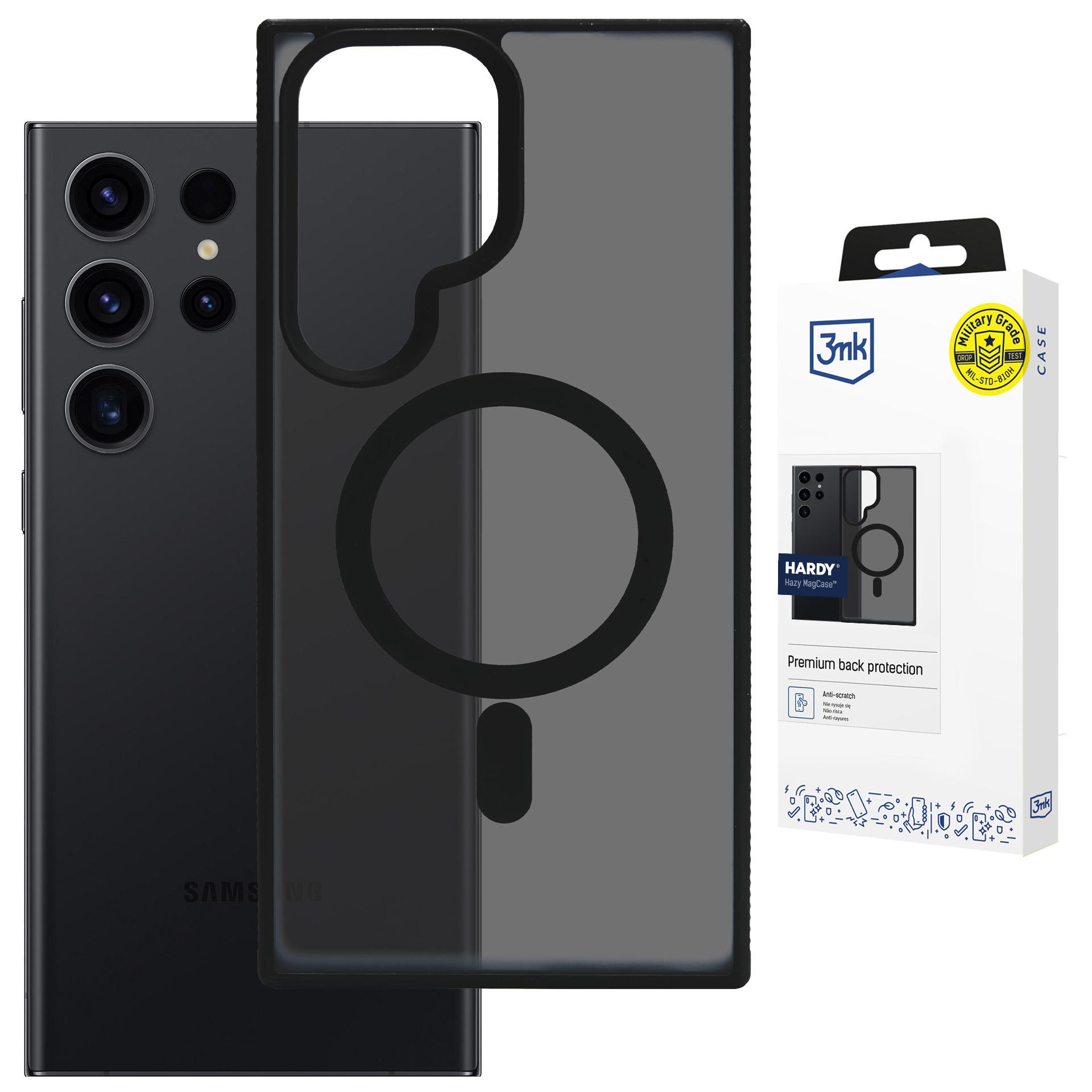 Polykarbonátové pouzdro s MagSafe pro Samsung Galaxy S23 Ultra - 3mk HARDY® Hazy MagCase™ Black