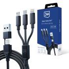 Kabel USB-A/USB-C na USB-C/Micro/Lightning 1,5m - 3mk Hyper Cable 3in1™ Černý