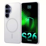 Kouřové pouzdro s MagSafe pro Samsung Galaxy S26+ – 3mk HARDY® Hazy MagCase™ White