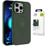 Kouřové pouzdro s MagSafe pro Apple iPhone 16 Pro – 3mk HARDY® Hazy MagCase™ Green