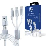 Kabel USB-A/USB-C na USB-C/Micro USB/Lightning 1,5 m – 3mk Hyper Cable 3in1™ White