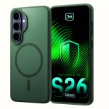 Kouřové pouzdro s MagSafe pro Samsung Galaxy S26+ – 3mk HARDY® Hazy MagCase™ Green