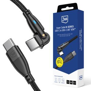 Příslušenství - 3mk Hyper Cable N-SERIES USB-C na USB-C 2 m 20V/3A 60W Černý - Otočný