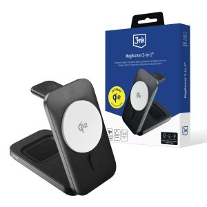 Bezdrátová nabíječka 15W Qi2 MPP MagSafe - 3mk MagRocket 3-v-1