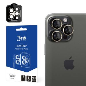 Temperované sklo na objektiv fotoaparátu pro Apple iPhone 15 Pro Max - 3mk Lens Protection Pro Black