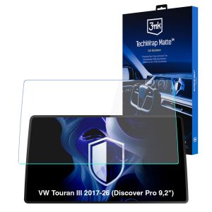 Matná ochranná fólie na displej navigace pro VW Touran III 2017-26 (Discover Pro 9,2") – 3mk TechWrap Matte™ Center Display