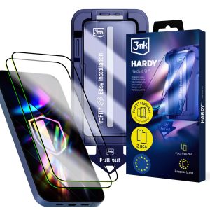 2× Tvrzené sklo s aplikátorem pro Apple iPhone 13/13pro/14/16E/17E – 3mk HARDY® Hardura 9H™