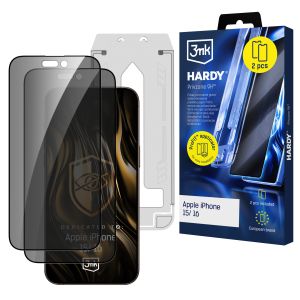 2× Ochranné sklo na soukromí s aplikátorem pro Apple iPhone 15 / iPhone 16 - 3mk HARDY® Privzone 9H™