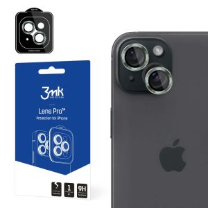 Temperované sklo na objektiv fotoaparátu pro Apple iPhone 15 Plus - 3mk Lens Protection Pro Black