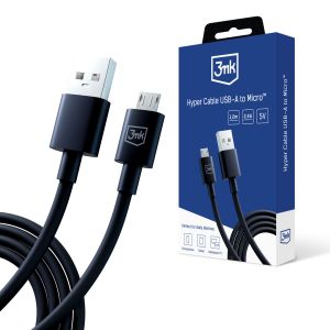 Kabel USB-A to Micro 12W 2.4A 1.2m - 3mk Hyper Cable Black