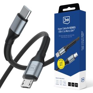 Kabel 3m 10W 5V/2A QC 3.0 3mk Hyper Cable N-SERIES USB-C to Micro 10W™ Black