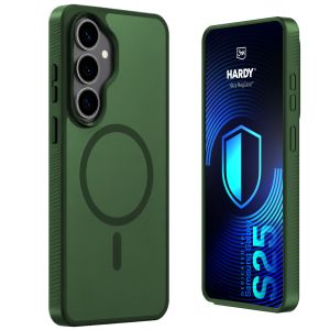 Kouřové pouzdro s MagSafe pro Samsung Galaxy S25 – 3mk HARDY® Hazy MagCase™ Green