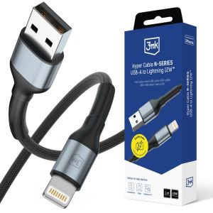Kabel 1m 12W 5V/2.4A 3mk Hyper Cable N-SERIES USB-A to Lightning 12W™ Black