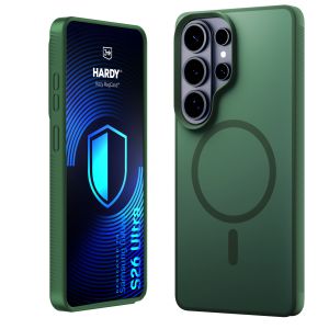 Kouřové pouzdro s MagSafe pro Samsung Galaxy S26 Ultra – 3mk HARDY® Hazy MagCase™ Green
