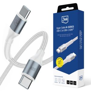 Kabel 1m 60W 20V/3A 3mk Hyper Cable N-SERIES USB-C to USB-C 60W™ White