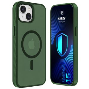 Kouřové pouzdro s MagSafe pro Apple iPhone 15 – 3mk HARDY® Hazy MagCase™ Green
