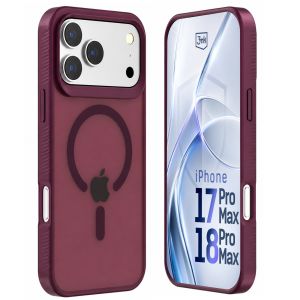 Zamlžené pouzdro s MagSafe pro Apple iPhone 17 Pro Max/ 18 Pro Max - 3mk HARDY® Hazy MagCase™ Burgundy