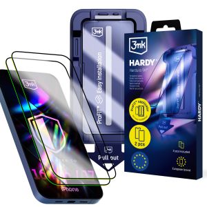 2× Tvrzené sklo s aplikátorem pro Apple iPhone 16 Pro/ 17 – 3mk HARDY® Hardura 9H™