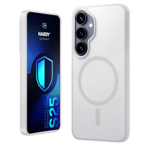 Kouřové pouzdro s MagSafe pro Samsung Galaxy S25 – 3mk HARDY® Hazy MagCase™ White