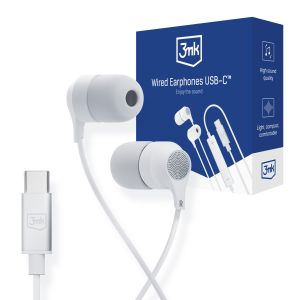 Sluchátka bílá 3mk Wired Earphones USB-C