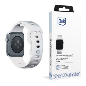 Pasek na 42/44/45/46/49 mm White (big) - 3mk silikonový hodinkový pásek