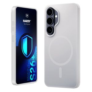 Kouřové pouzdro s MagSafe pro Samsung Galaxy S26+ – 3mk HARDY® Hazy MagCase™ White