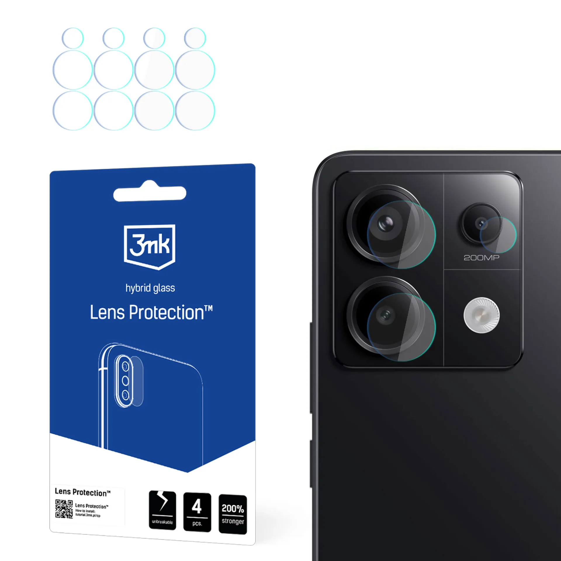 Sklo na objektiv fotoaparátu pro Redmi Note 13 Pro 5G - 3mk Lens Protection