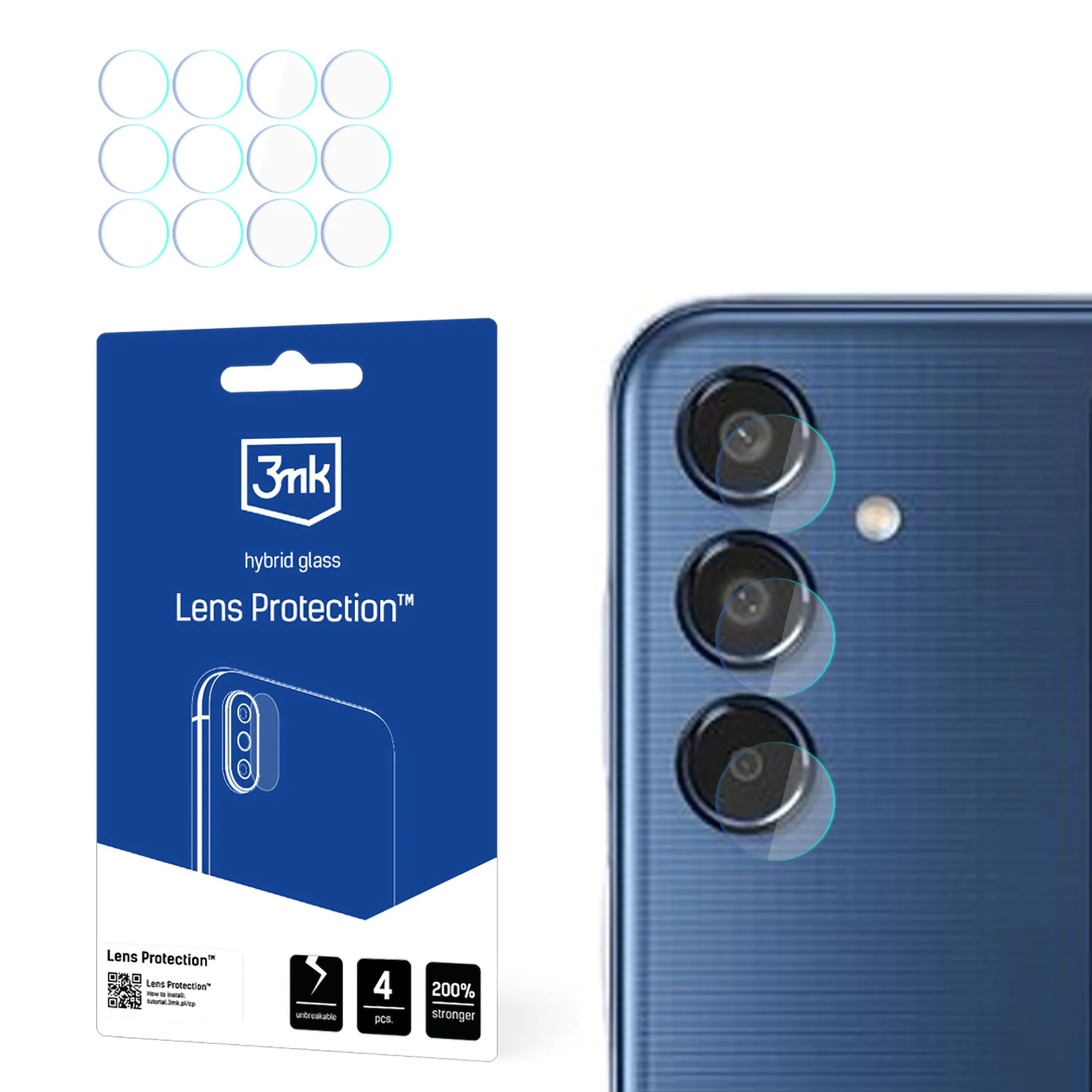 Sklo na objektiv fotoaparátu pro Samsung Galaxy M35 - 3mk Lens Protection