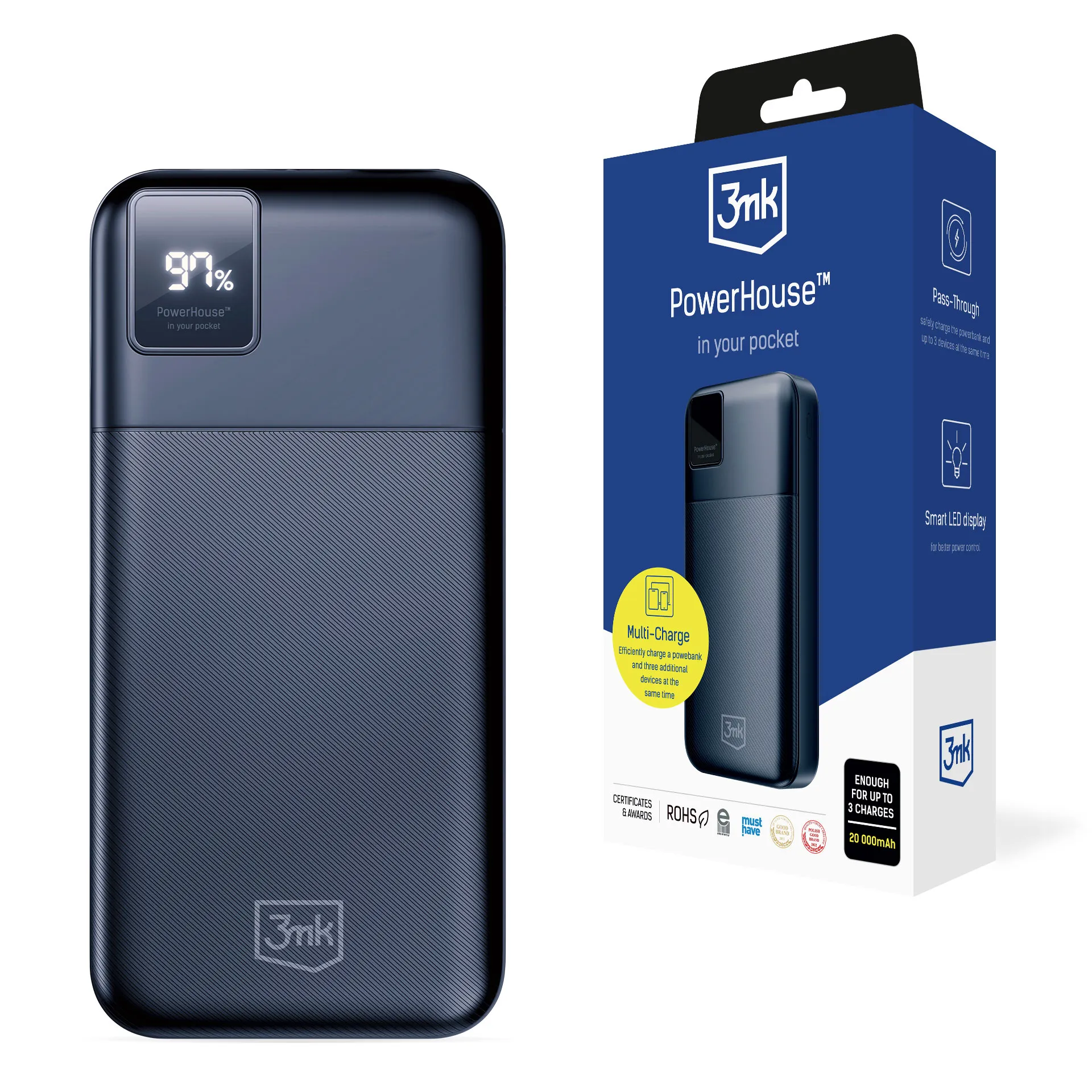 Powerbanka 20000 mAh Multi-Charge USB-C & USB-A - 3mk PowerHouse