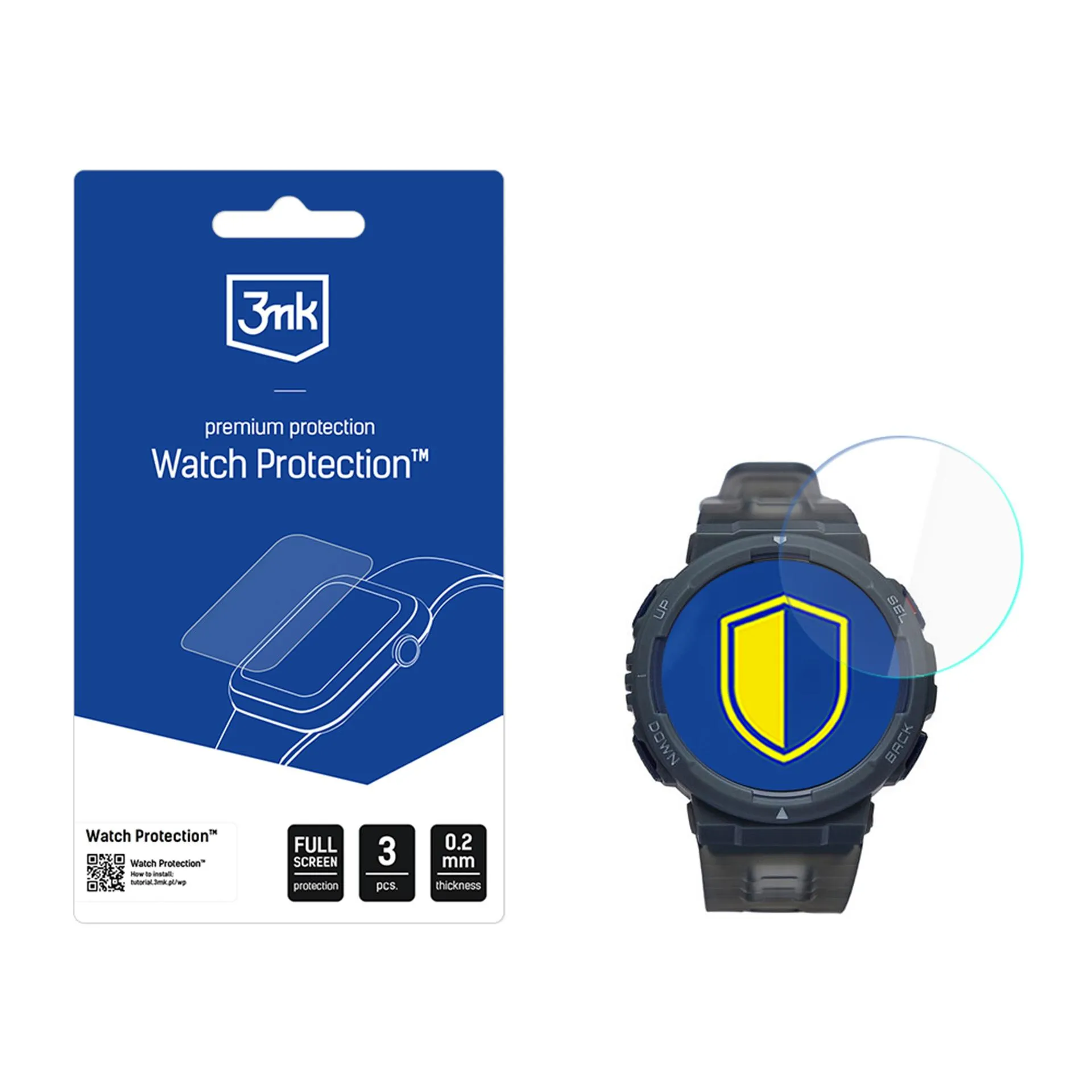 Ochranné sklo na displej chytrých hodinek Amazfit Active Edge - 3mk Watch Protection