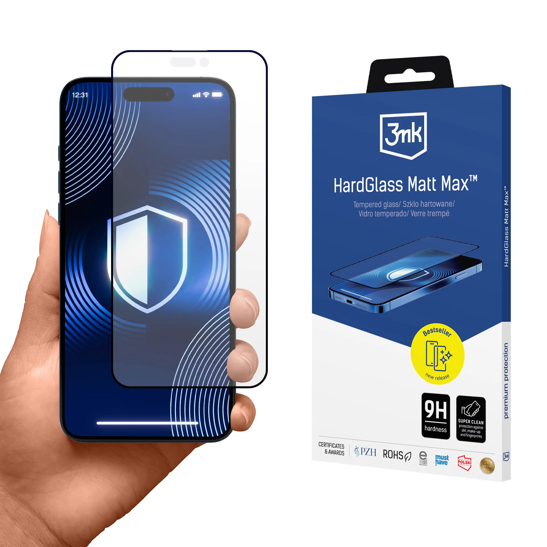 Matné tvrzené sklo na Apple iPhone 14 Pro - 3mk HardGlass Matt Max