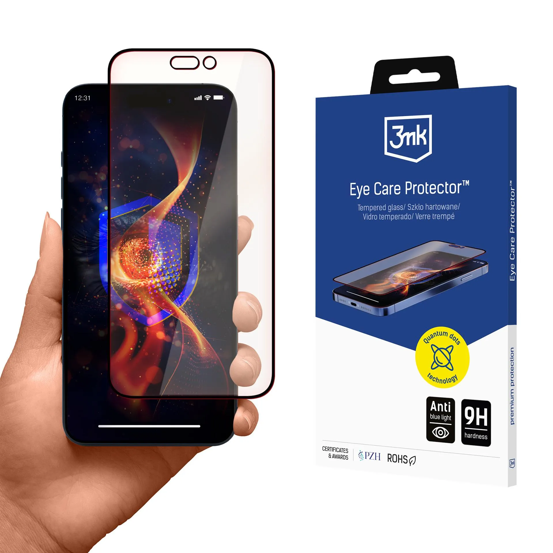 Tvrzené sklo Anti-Blue Light na Apple iPhone 15/16 - 3mk Eye Care Protector