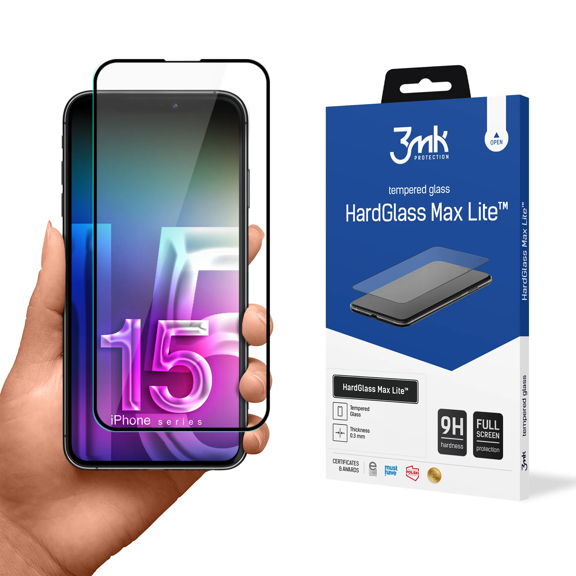 Tvrzené sklo na Apple iPhone 15/16 - 3mk HardGlass Max Lite