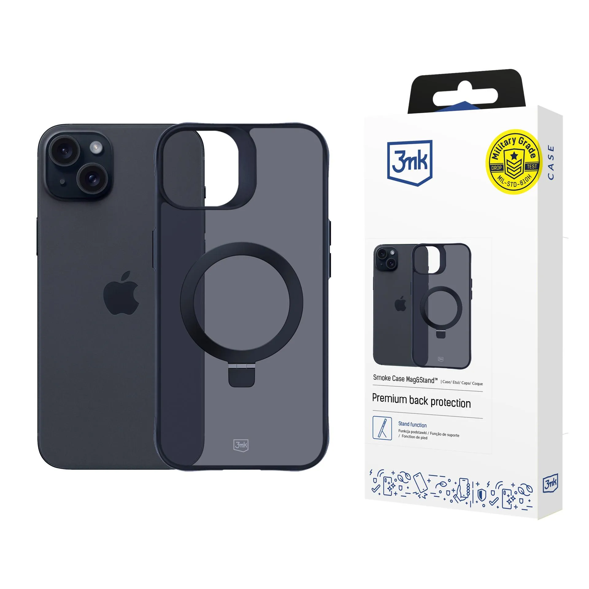 Pouzdro na Apple iPhone 15 Plus - 3mk Smoke Case Mag&Stand