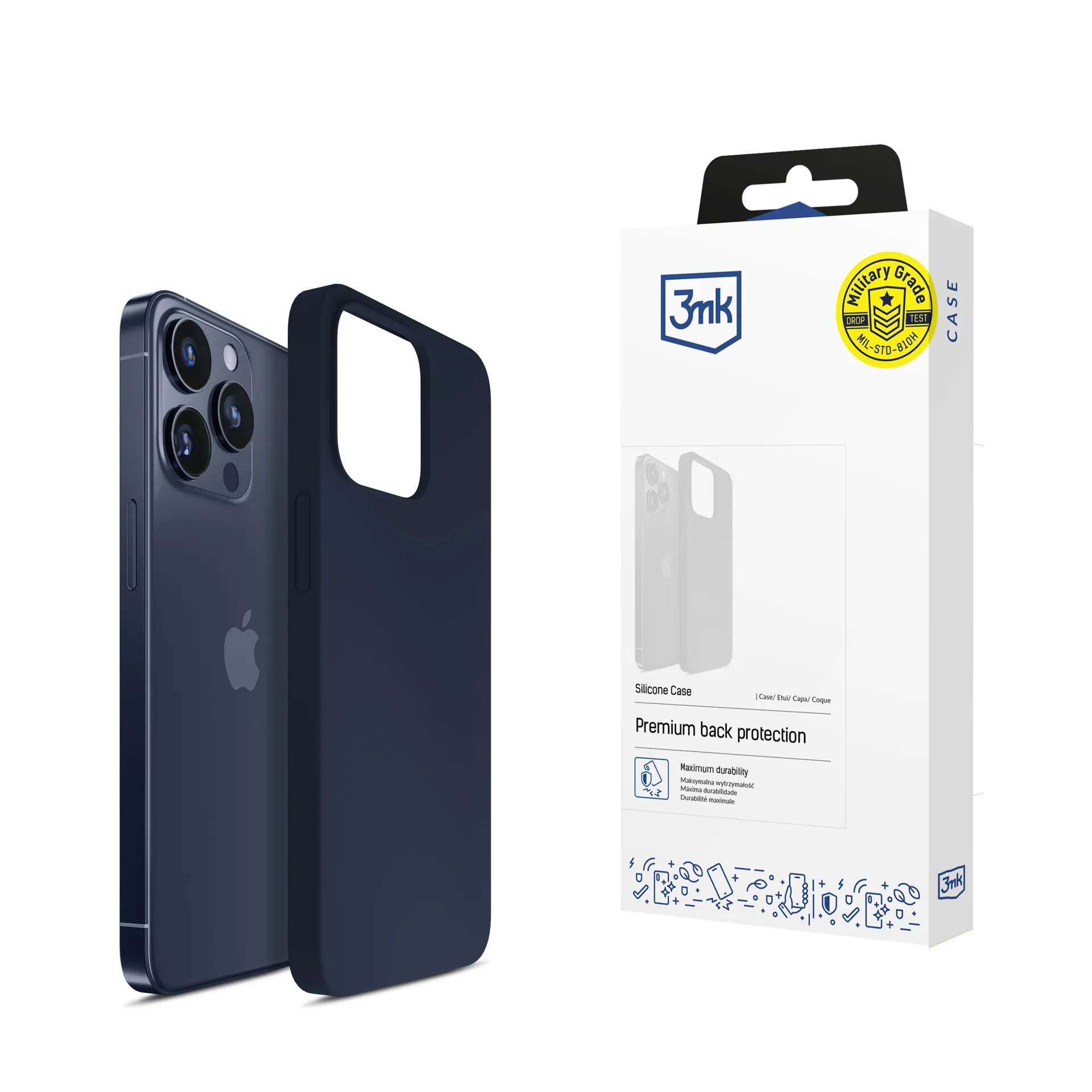 Pouzdro na Apple iPhone 15 Pro - 3mk Silicone Case Dark Navy