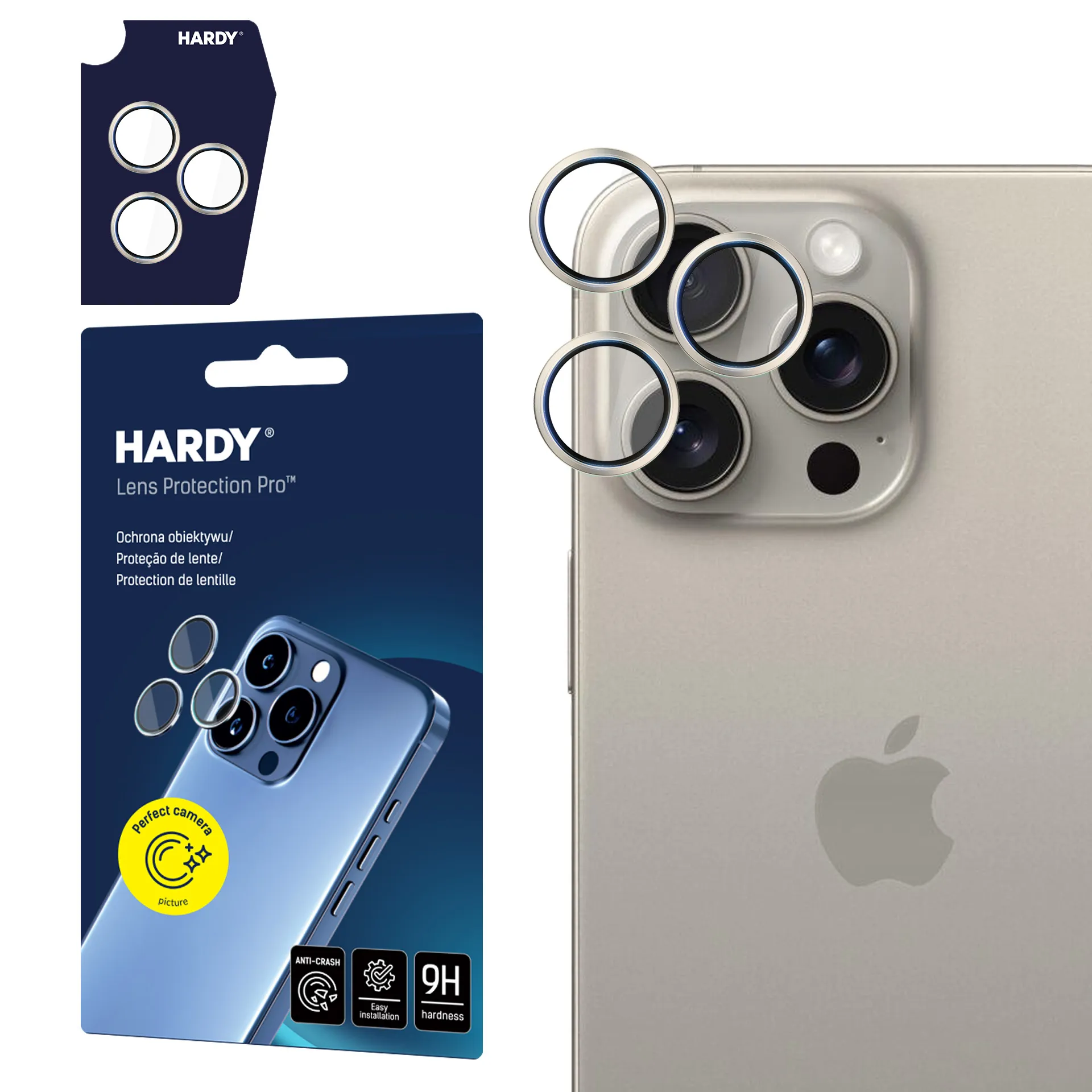 Ochrana objektivu na Apple iPhone 15 Pro - 3mk HARDY Lens Protection Pro