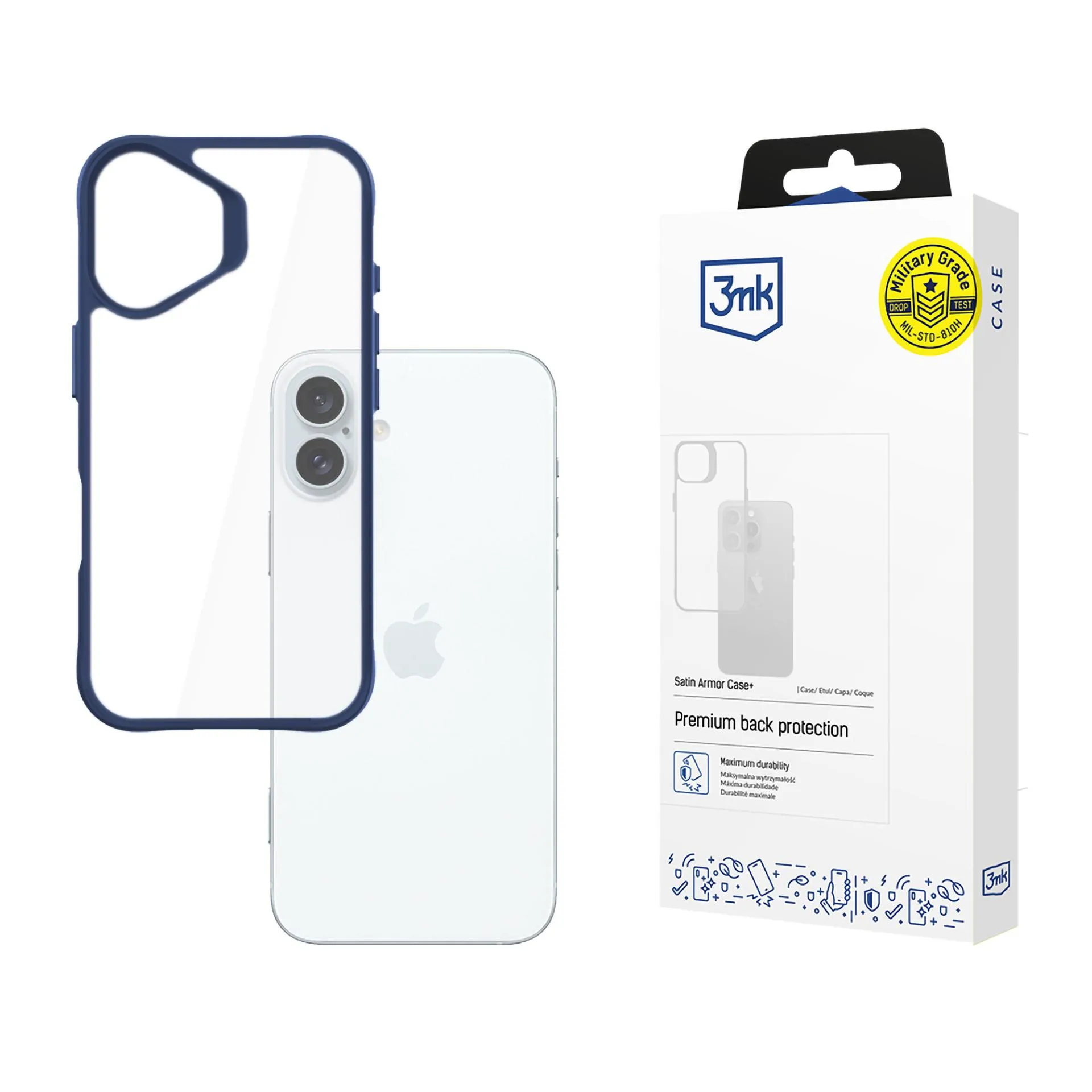 Pouzdro na Apple iPhone 16 Plus - 3mk Satin Armor Case+ Modré