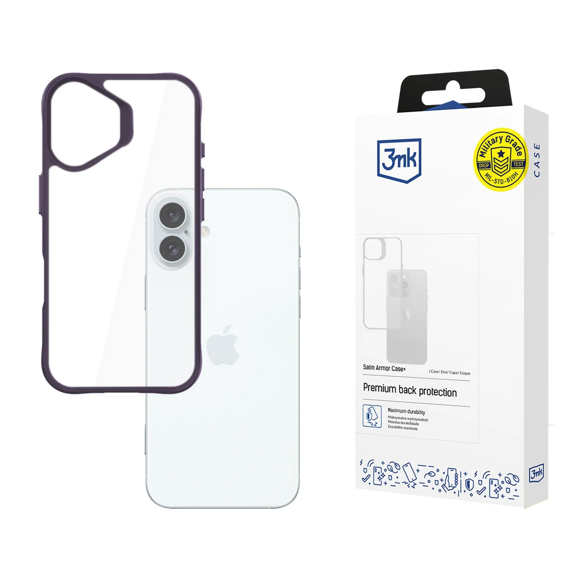 Pouzdro na Apple iPhone 16 Plus - 3mk Satin Armor Case+ Purple