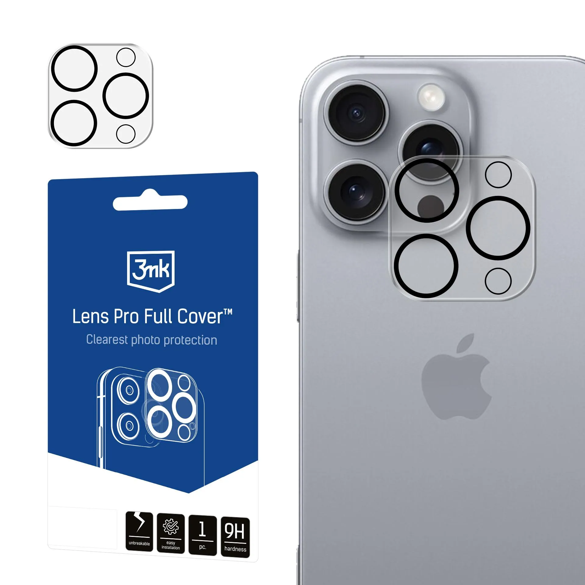 Pancéřová ochrana přístroje pro Apple iPhone 16 Pro / Pro Max - 3mk Lens Pro Full Cover