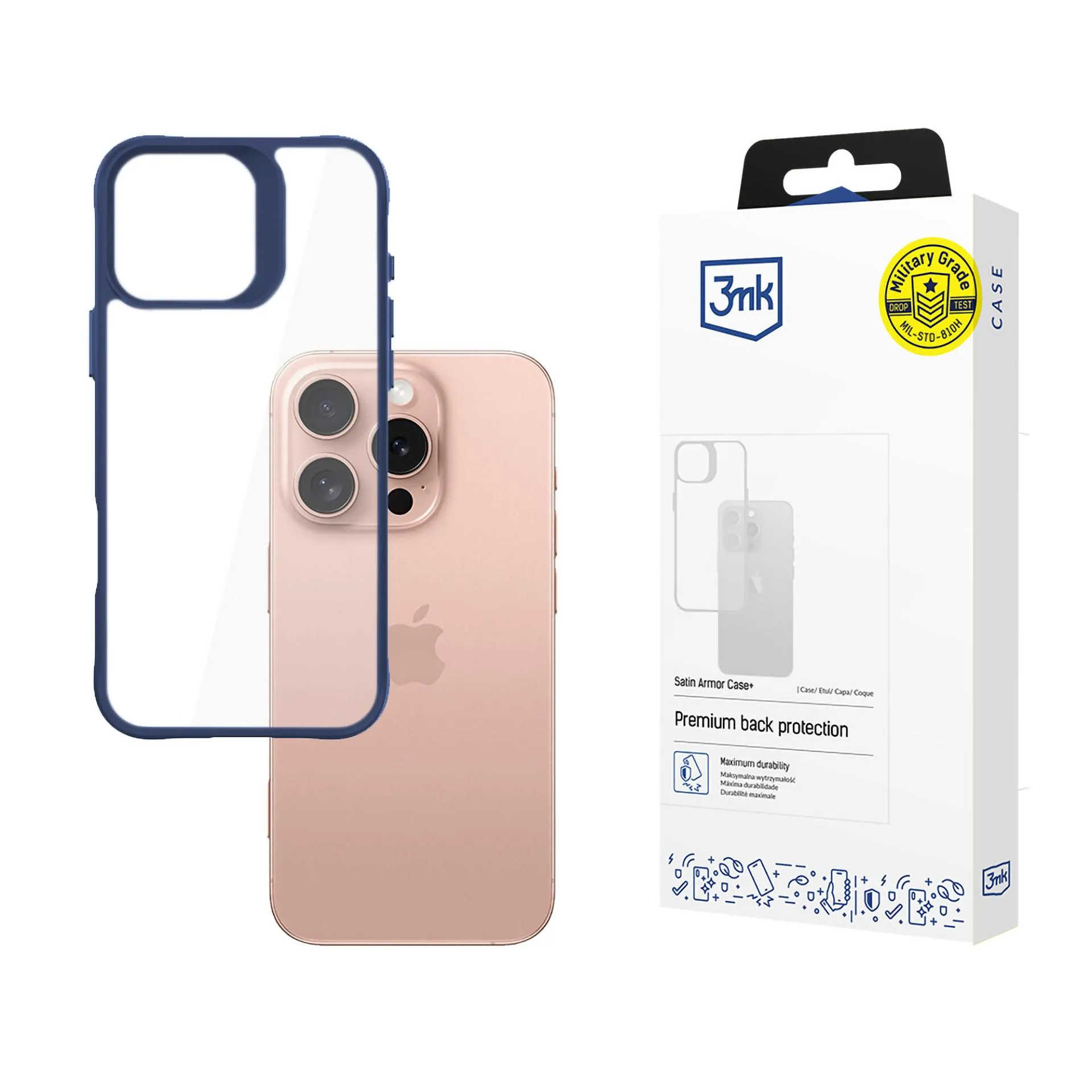 Pouzdro na Apple iPhone 16 Pro - 3mk Satin Armor Case+ Modré
