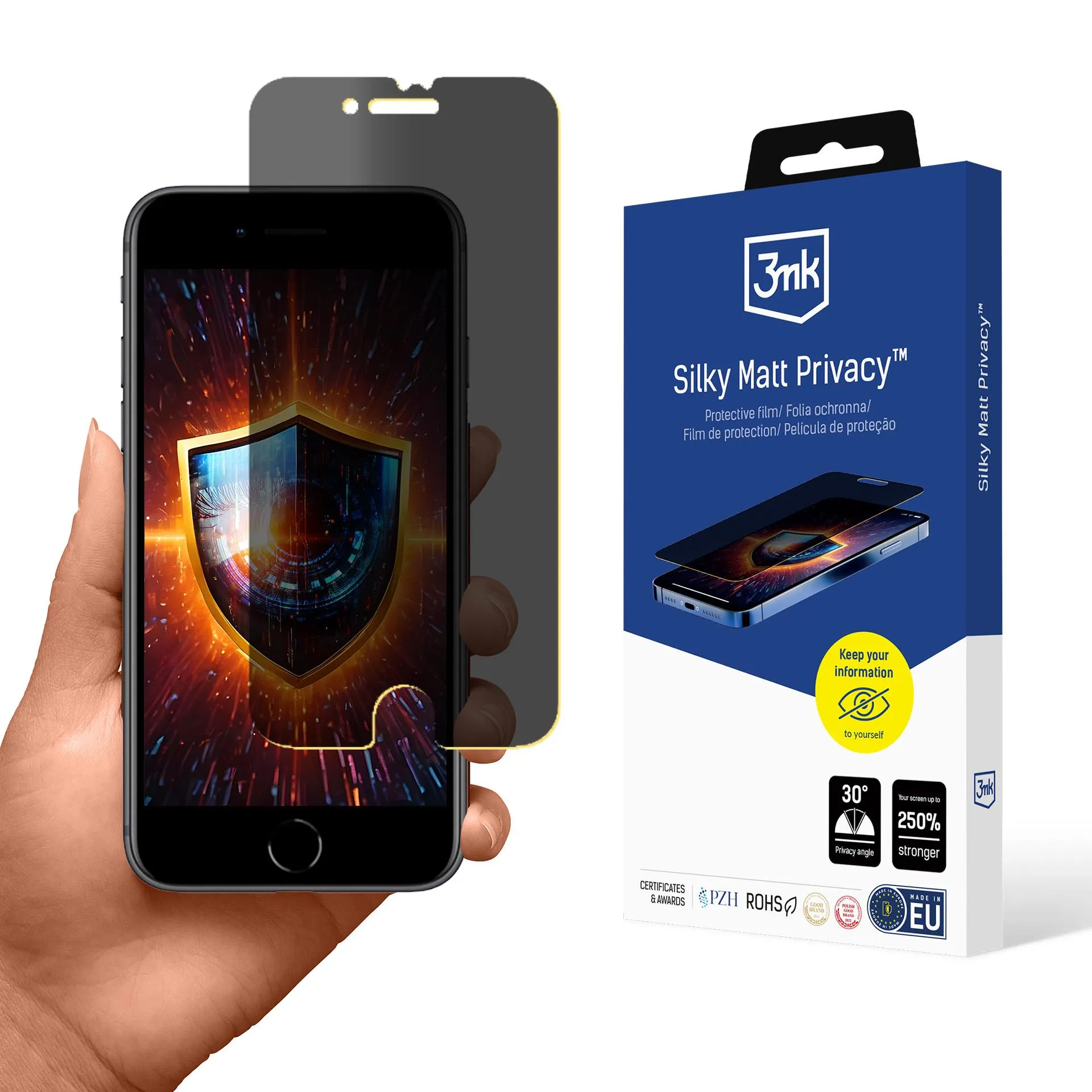 Fólie pro soukromí na Apple iPhone SE 2022 - 3mk Silky Matt Privacy