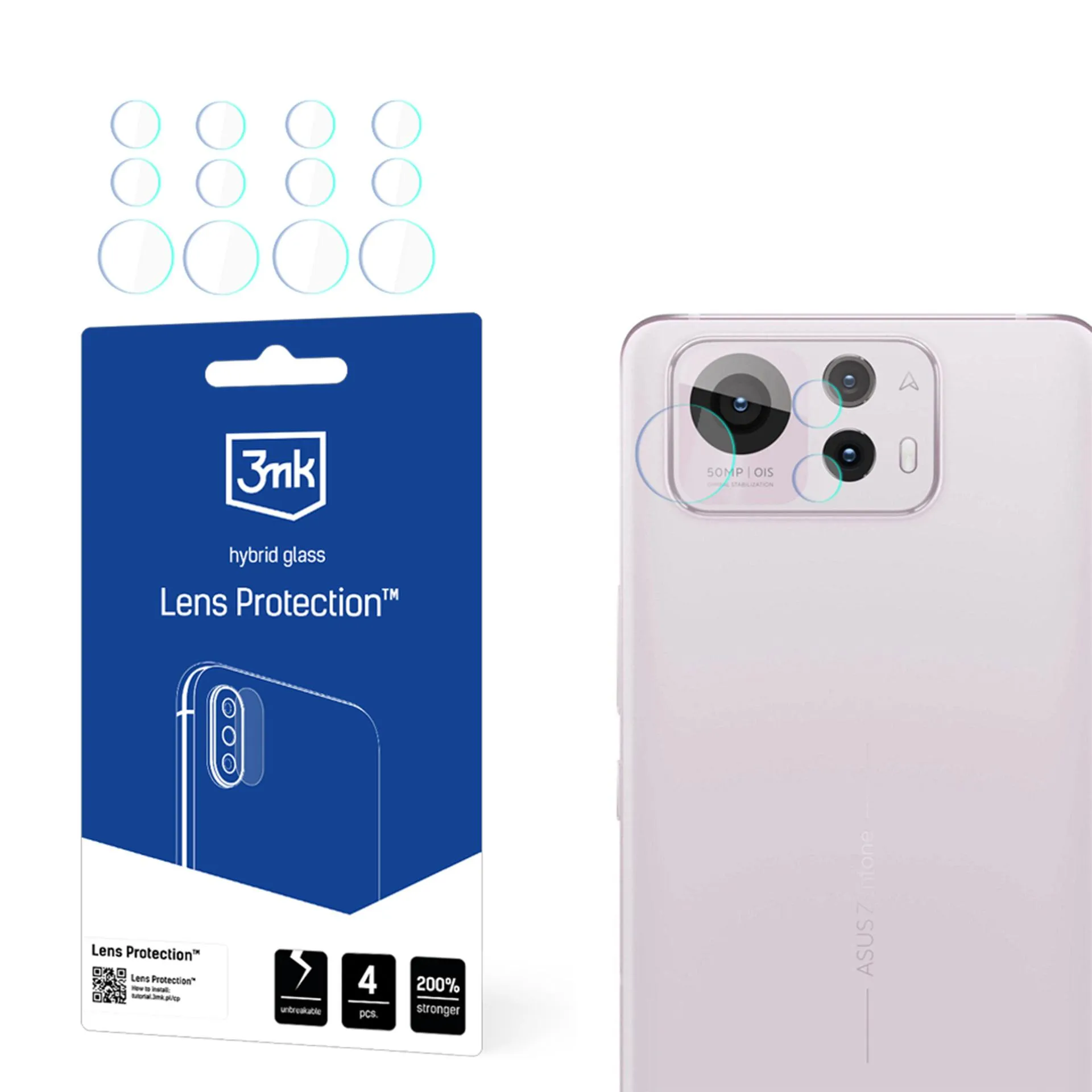 Sklo na objektiv fotoaparátu pro Asus Zenfone 12 Ultra - 3mk Lens Protection