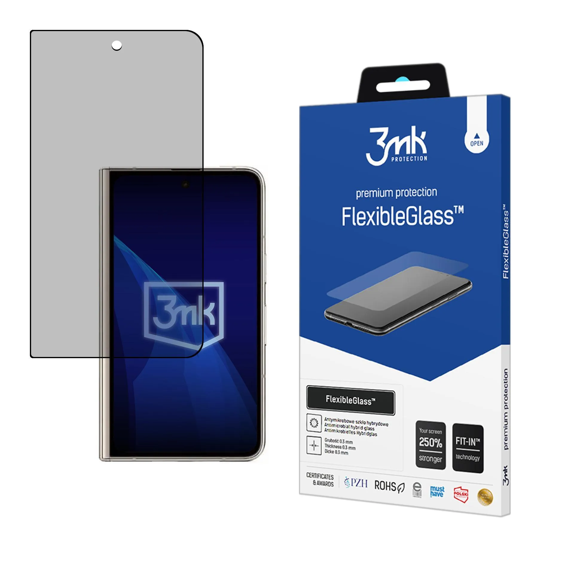 Nerozbitné hybridní sklo na Google Pixel Fold (front) - 3mk FlexibleGlass™