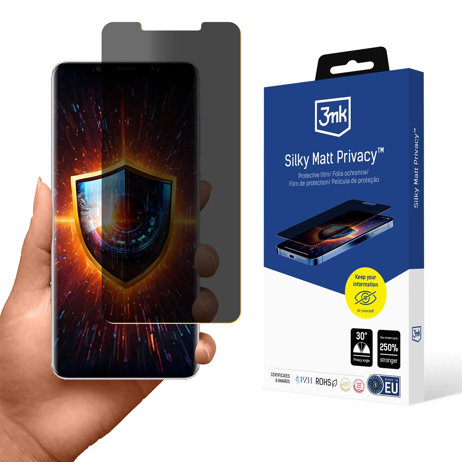Fólie pro soukromí na Huawei Mate 50 Pro - 3mk Silky Matt Privacy