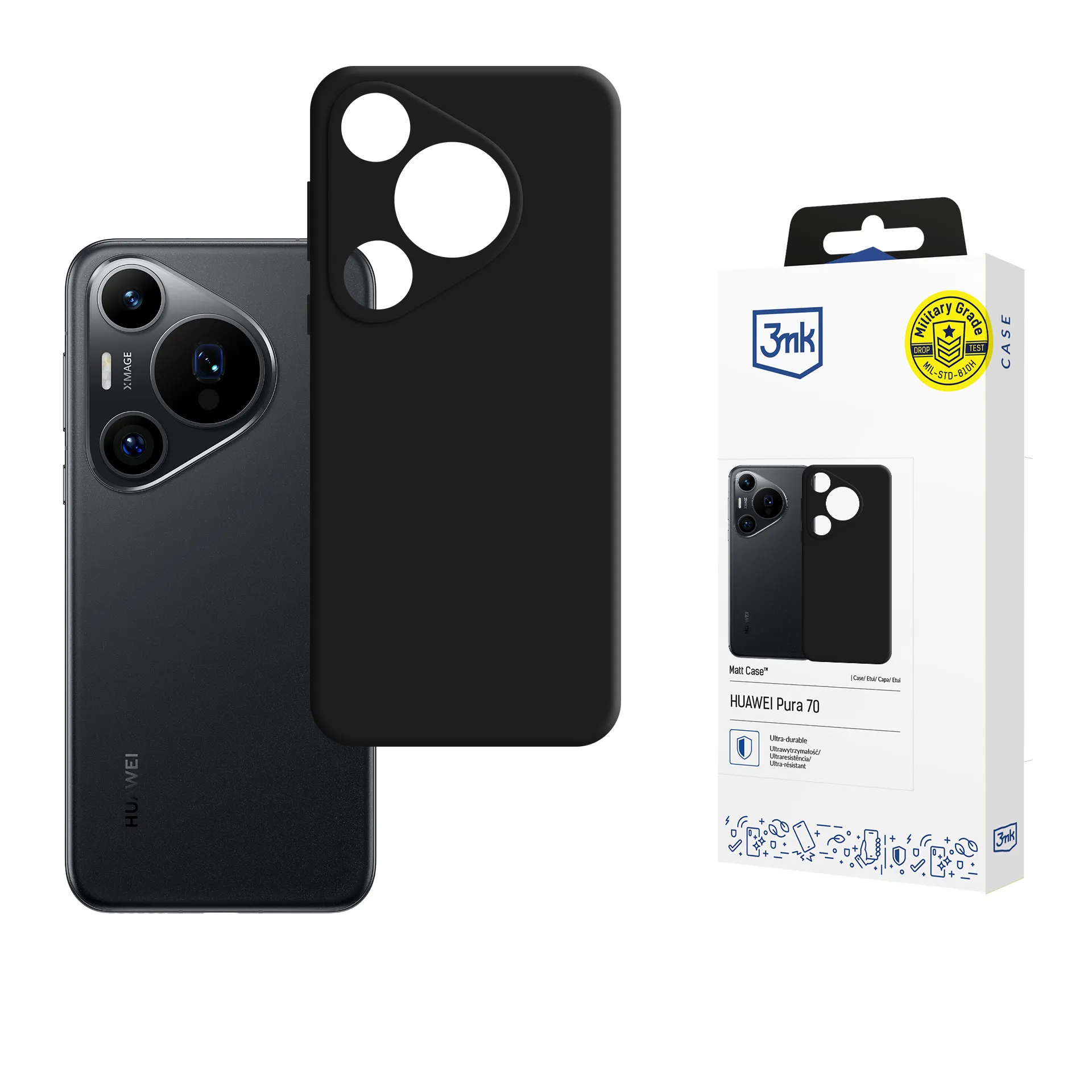 Pouzdro na Huawei Pura 70 - 3mk Matt Case Černá